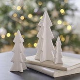 White Ceramic Christmas Tree Table Decorations 3pk